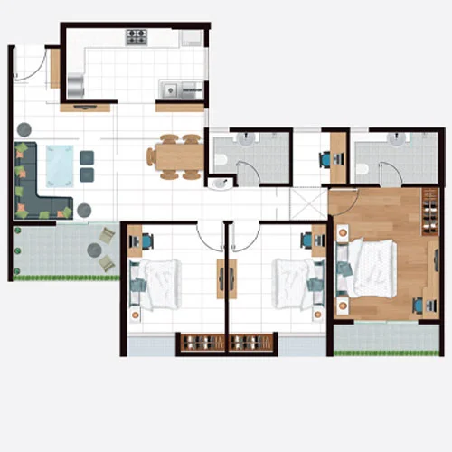 Ashiana Malhar Hinjewadi 3BHK Floorplan